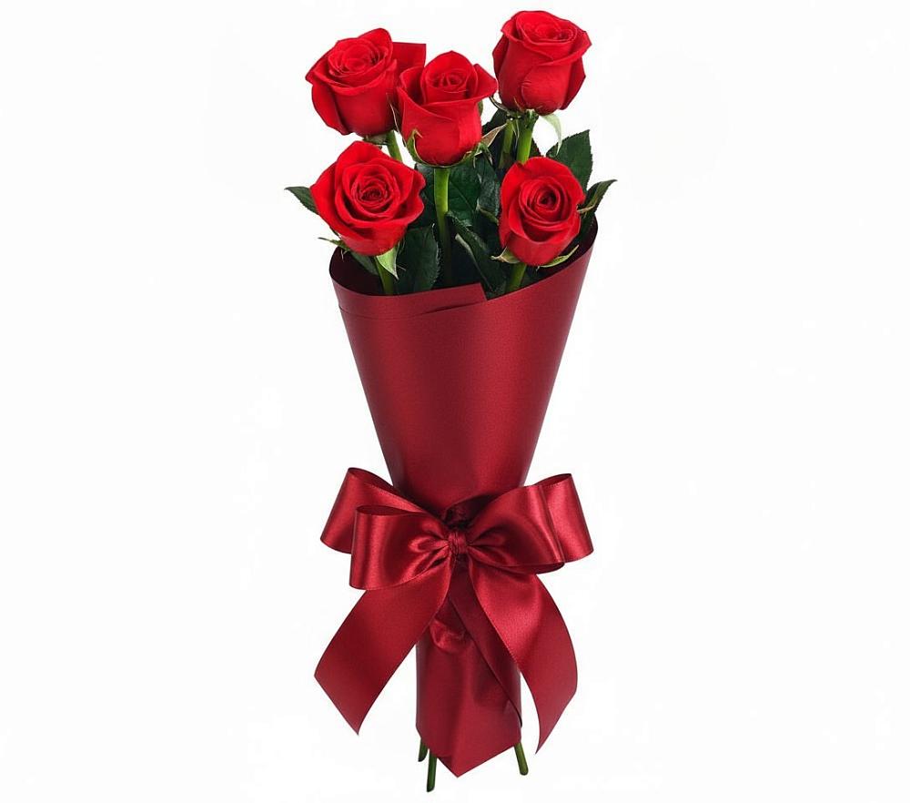 Букет 5 Красных роз Эдлесс Лав в Уруссу