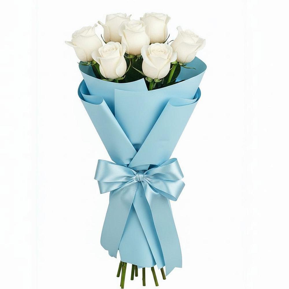 Букет 7 белых роз Проуд в Уруссу