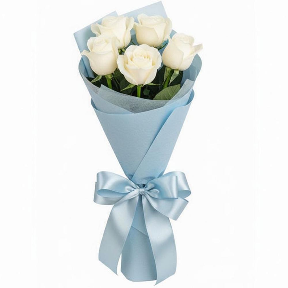 Букет 5 Белых роз Проуд в Уруссу