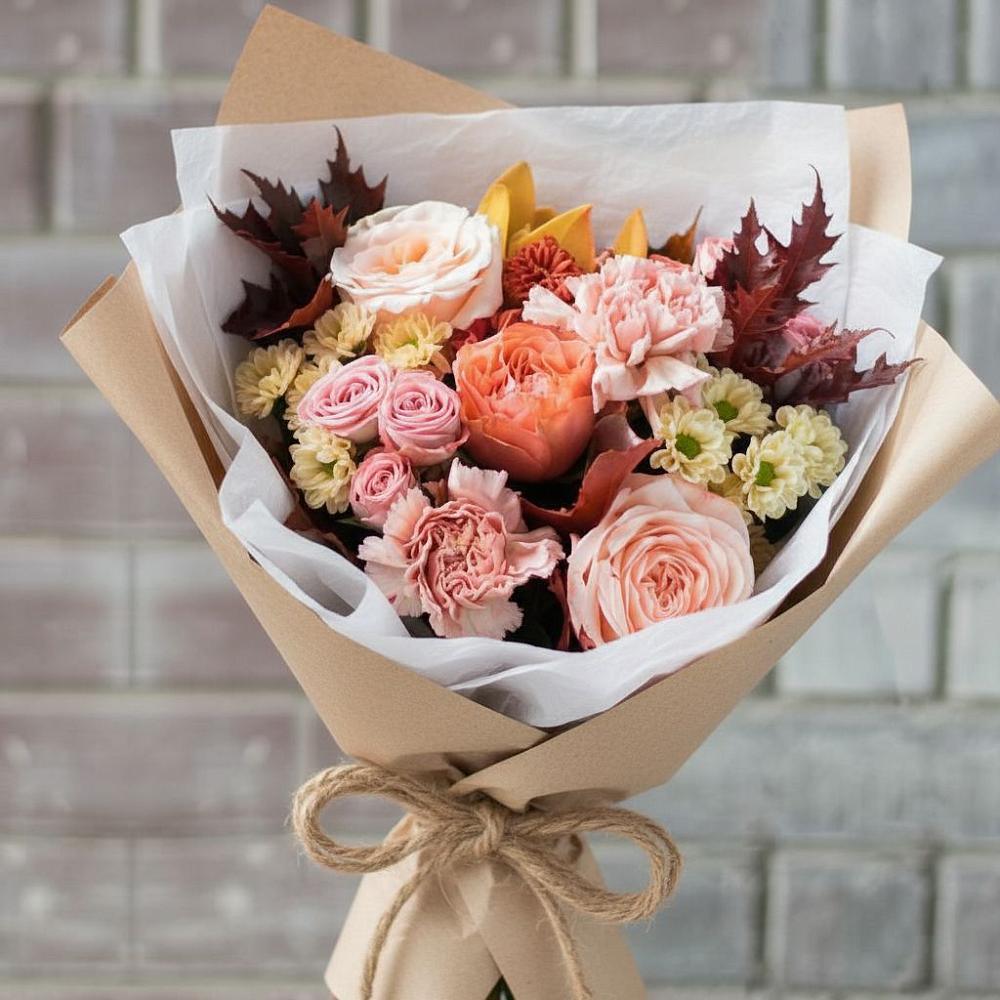 Букет цветов из: Гвоздики, Хризантемы и Розы в Уруссу