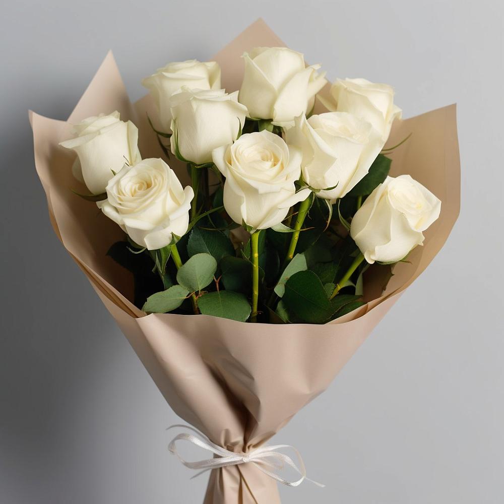 Букет 9 Белых роз Эдлесс Лав в Уруссу