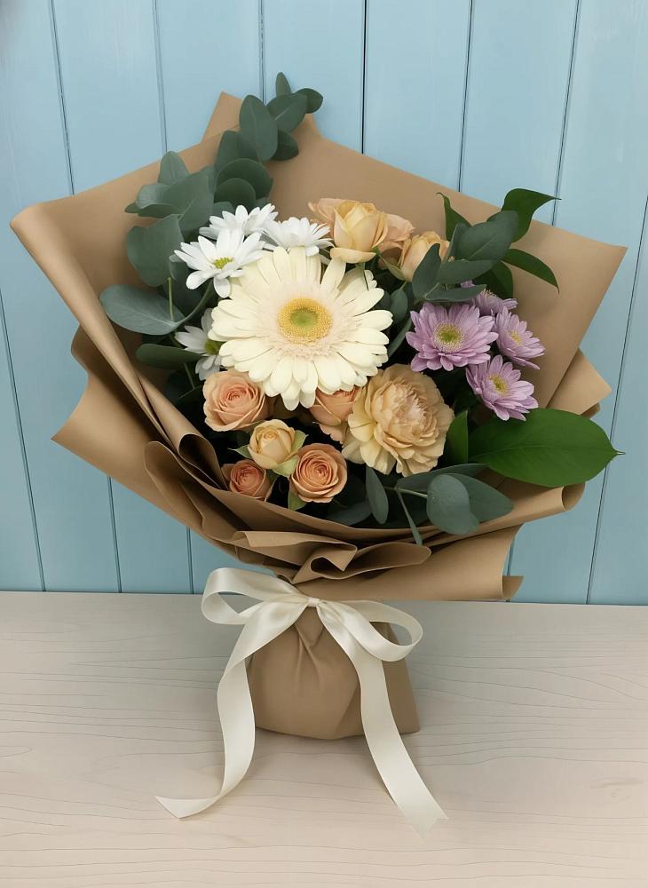 Букет цветов из: Герберы и Хризантемы в Уруссу