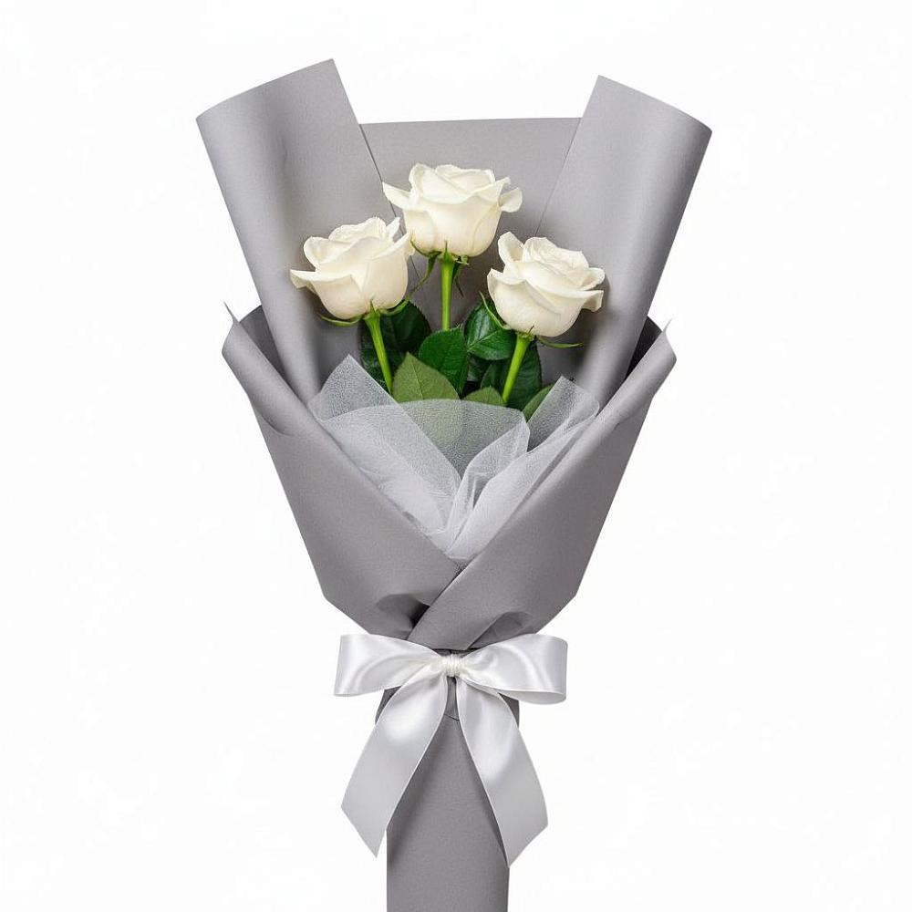 Букет 3 белые розы в Уруссу
