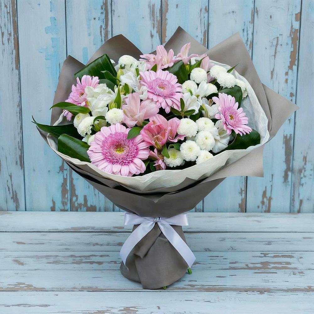 Букет цветов из: Герберы, Альстромерии и Хризантемы в Уруссу
